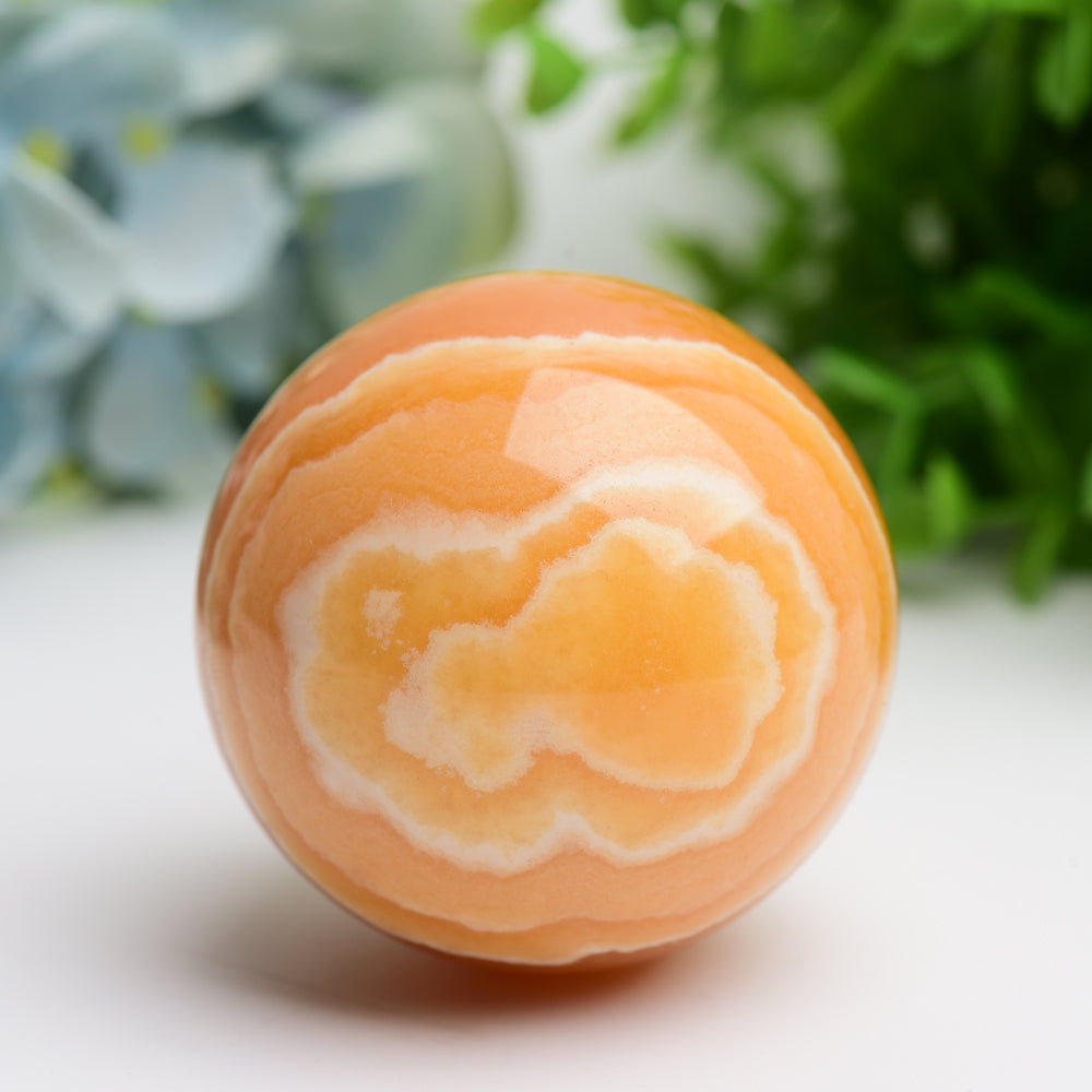 Orange Calcite Crystal Sphere 2-4 inch Healing Stone Orb