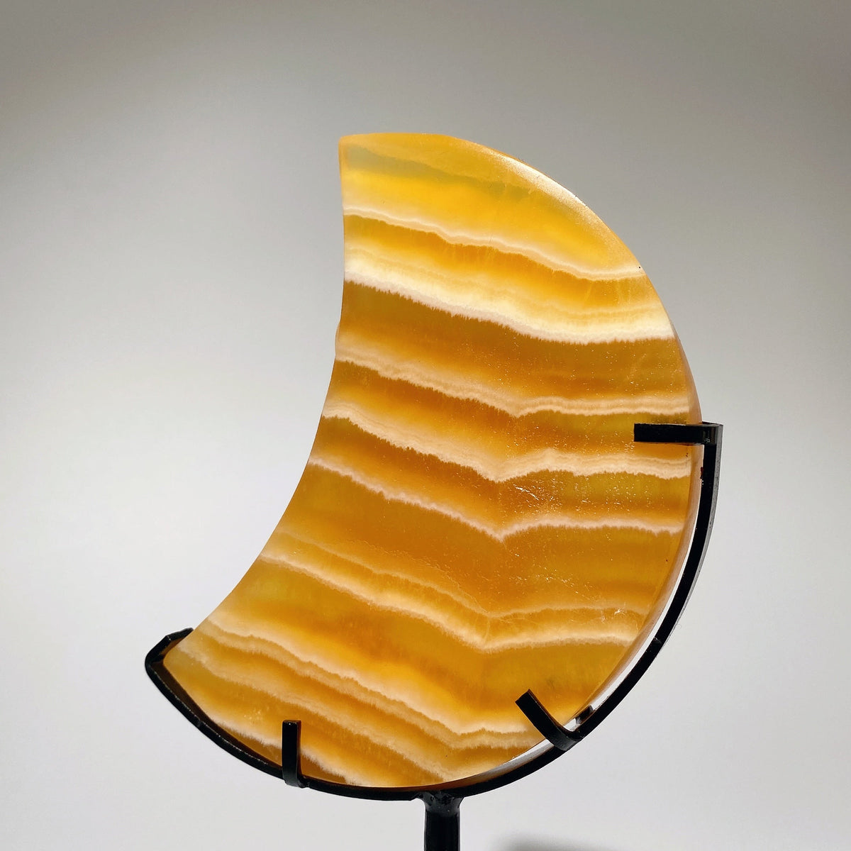 Orange Calcite Moon Crystal Decor 3.8-5.2 inch with Stand