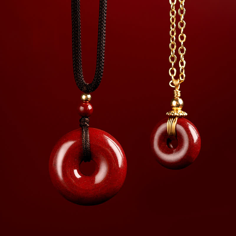 Peace Buckle Cinnabar Necklace | Calm Blessing Pendant