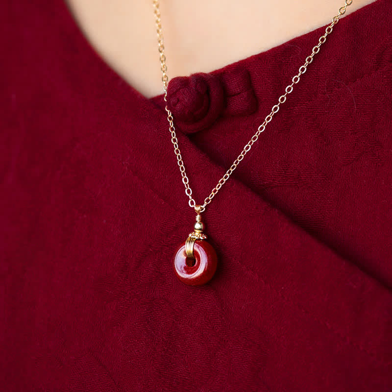 Peace Buckle Cinnabar Necklace | Calm Blessing Pendant