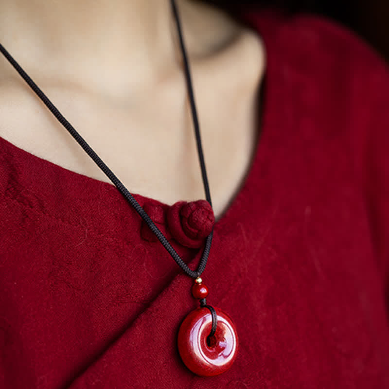 Peace Buckle Cinnabar Necklace | Calm Blessing Pendant