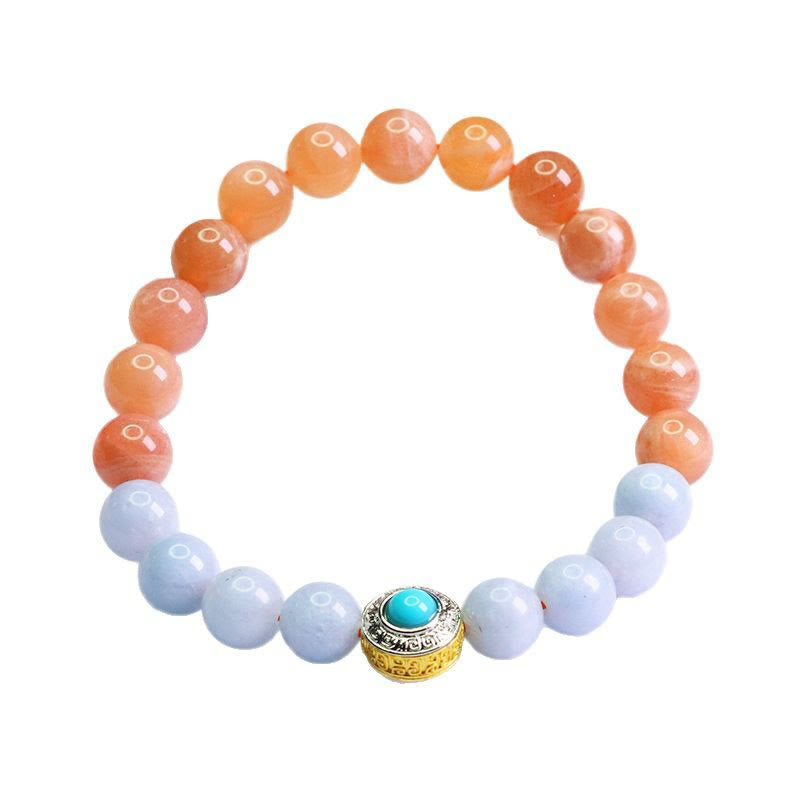 Peach Moonstone 0.8cm Meditation Bracelet for Women