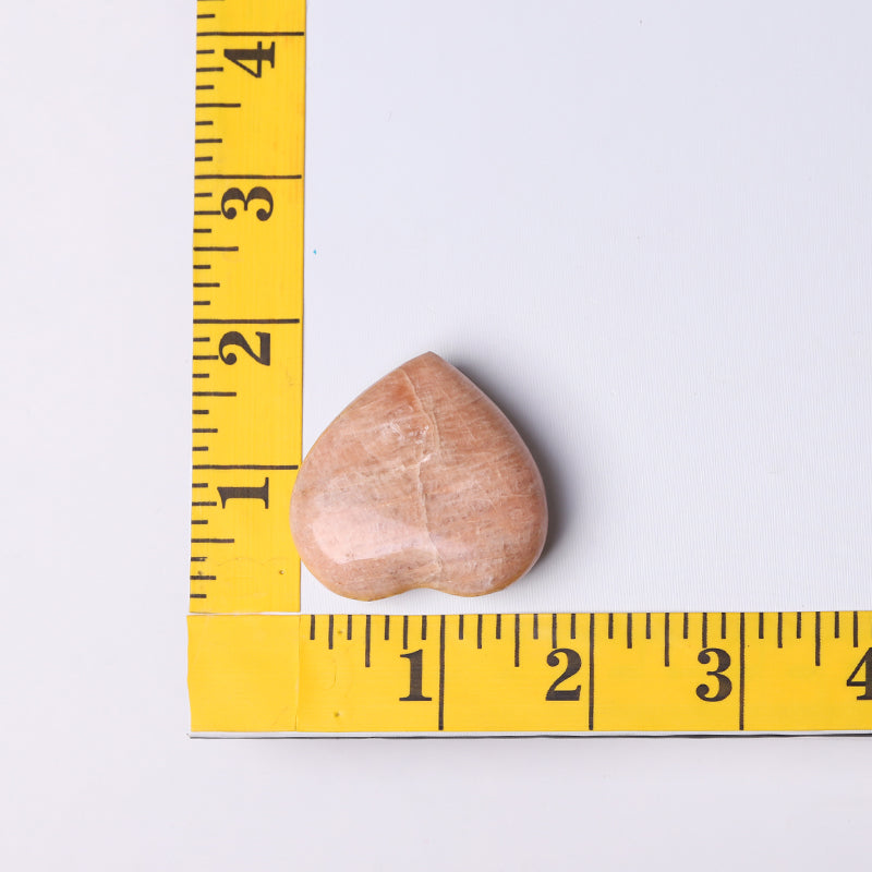 Peach Moonstone Crystal Heart 2-Inch Healing Carving