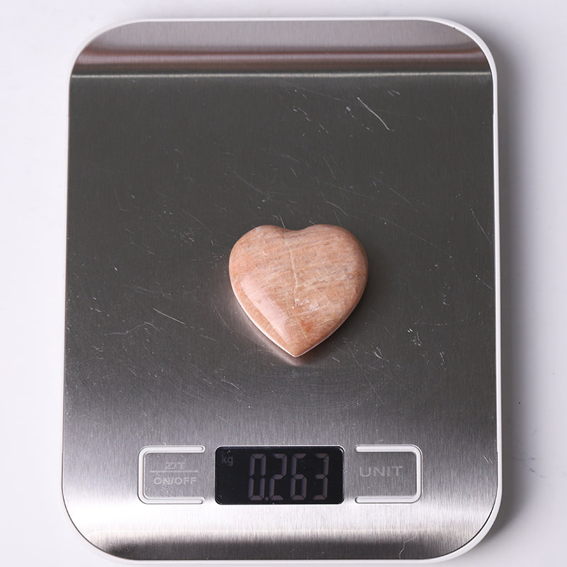 Peach Moonstone Crystal Heart 2-Inch Healing Carving