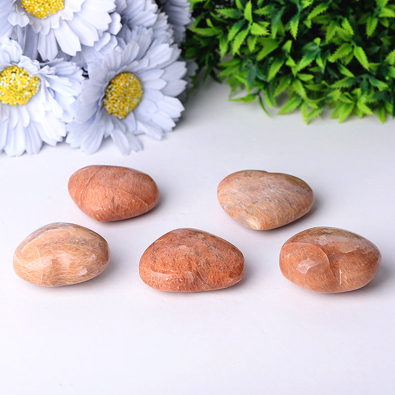 Peach Moonstone Crystal Heart 2-Inch Healing Carving