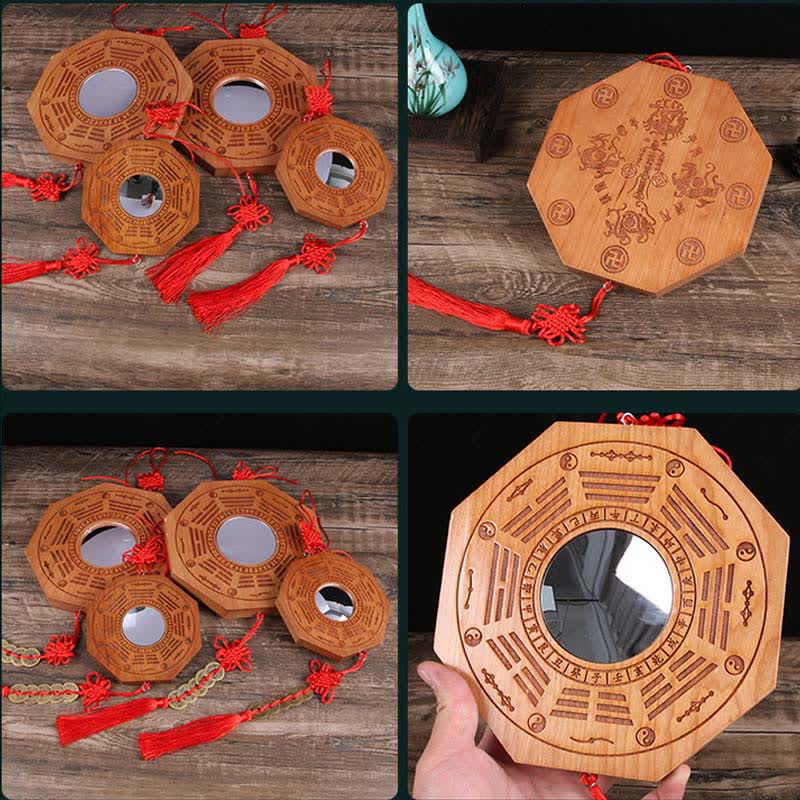 Peach Wood Bagua Map 20cm Feng Shui Wall Art Balance