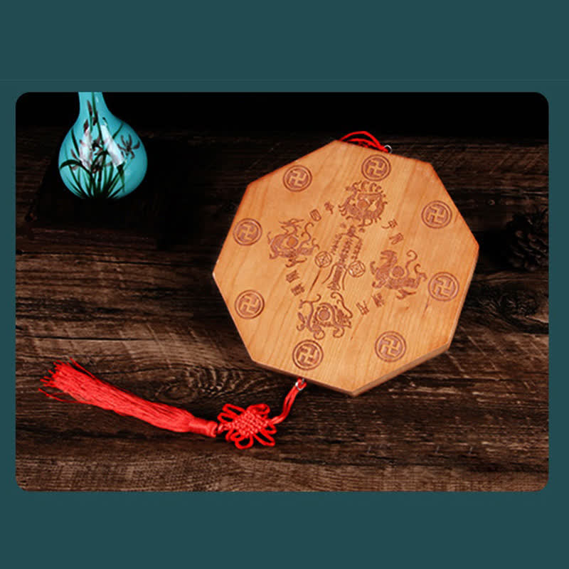 Peach Wood Bagua Map 20cm Feng Shui Wall Art Balance
