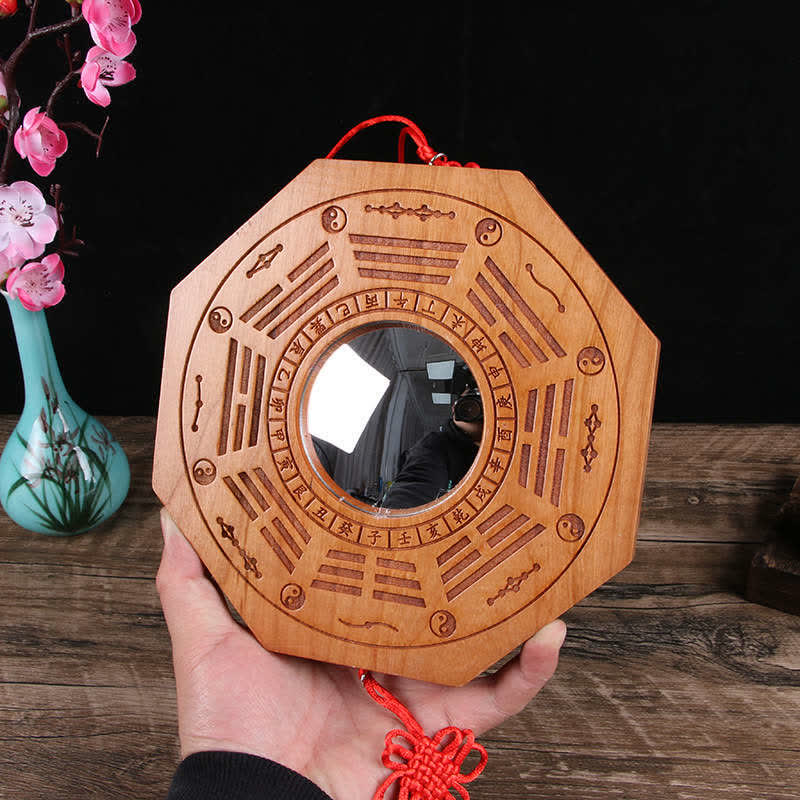 Peach Wood Bagua Map 20cm Feng Shui Wall Art Balance
