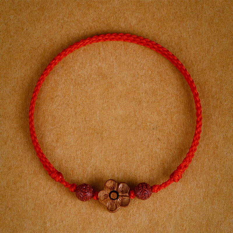 Peach Wood Cinnabar Bracelet Anklet for Wealth and Protection