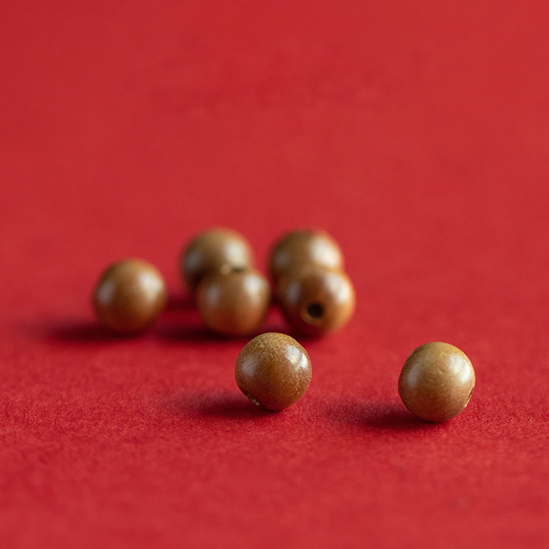 Peach Wood Cinnabar Lotus Bracelet for Luck & Wealth