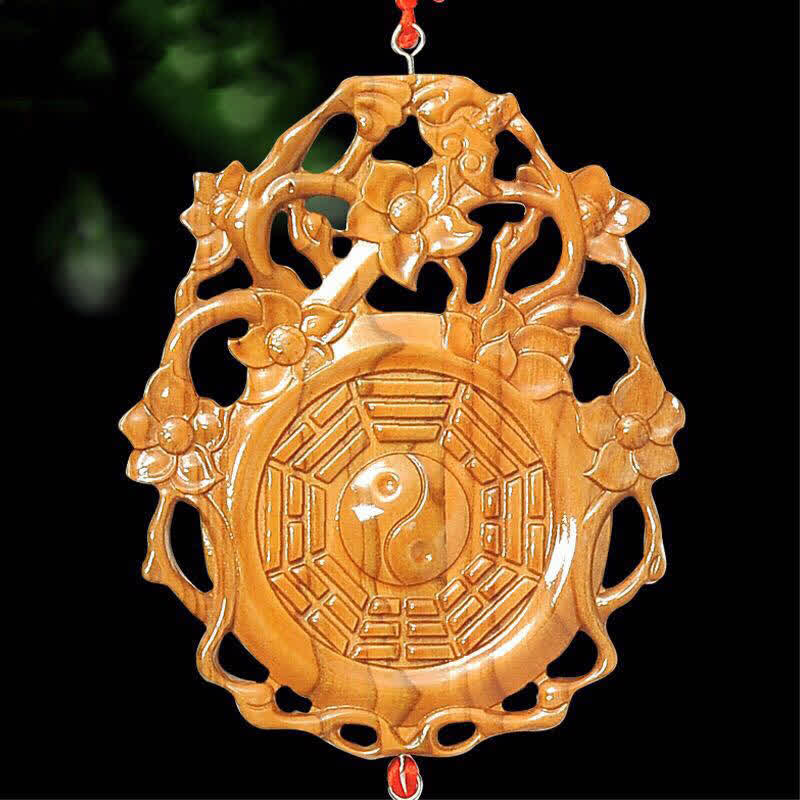 Peach Wood Feng Shui Bagua Map for Balance & Protection