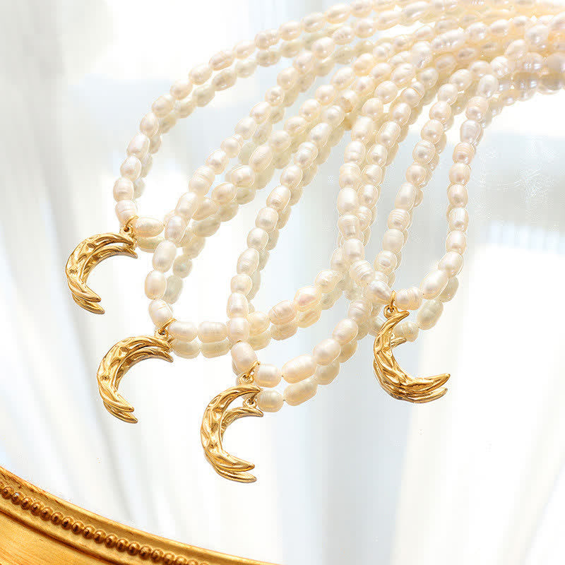 Pearl Crescent Moon Calm Necklace for Inner Peace
