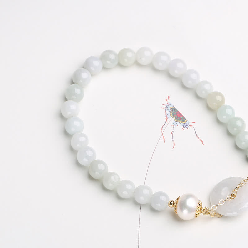 Pearl & Jade Peace Buckle Bracelet for Prosperity & Healing