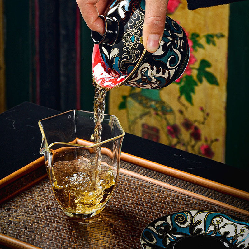 Peking Opera Mask Ceramic Gaiwan Tea Cup 125ml Set