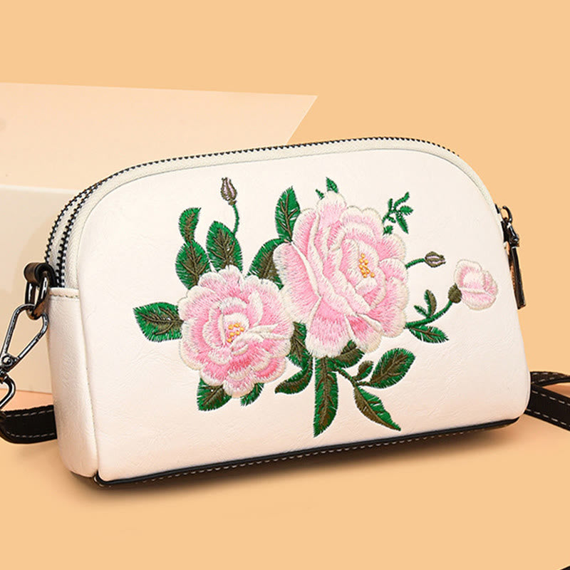 Peony Su Embroidery Crossbody Bag 15cm Shoulder Bag