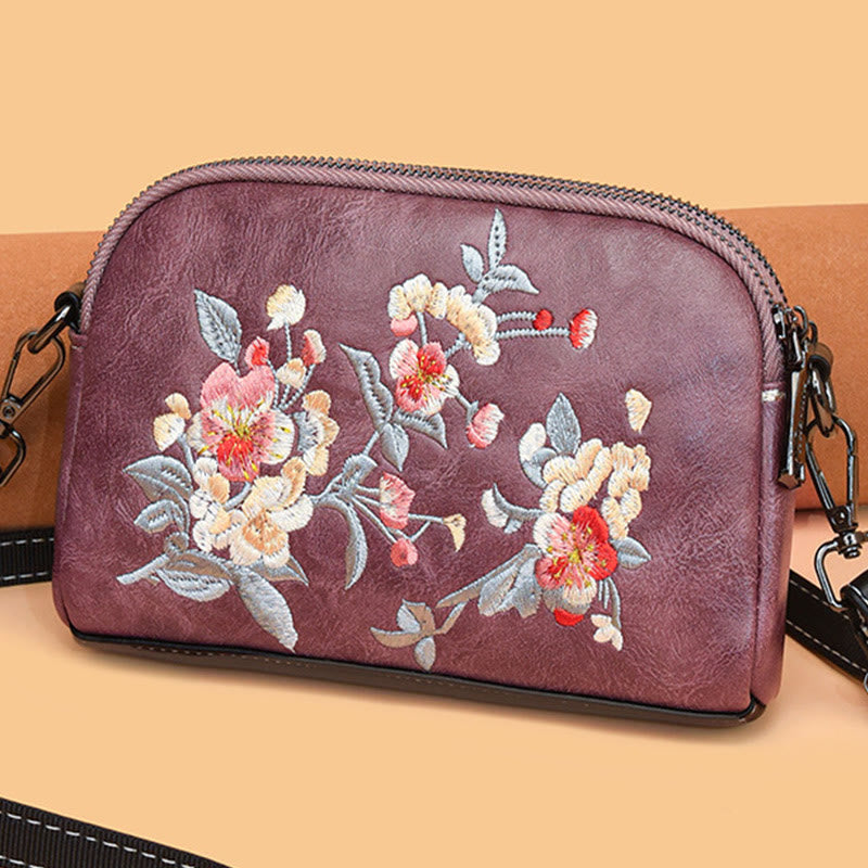 Peony Su Embroidery Crossbody Bag 15cm Shoulder Bag