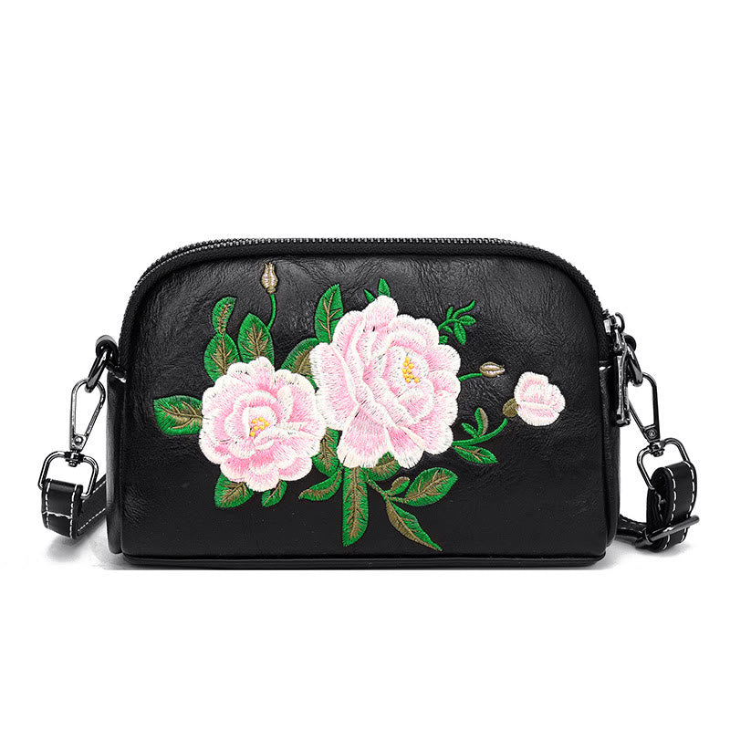 Peony Su Embroidery Crossbody Bag 15cm Shoulder Bag