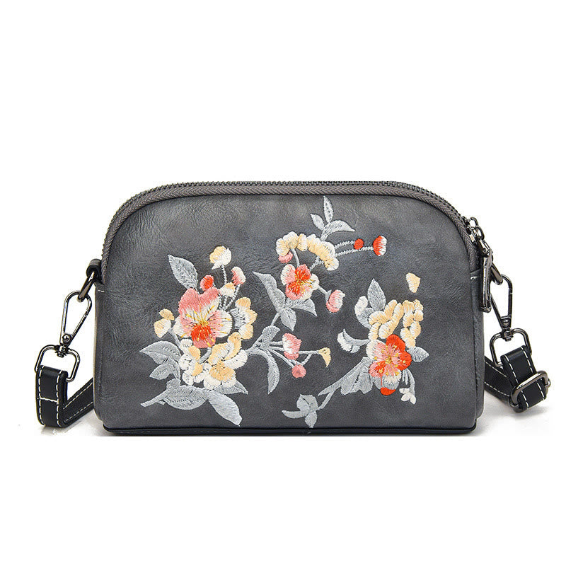 Peony Su Embroidery Crossbody Bag 15cm Shoulder Bag