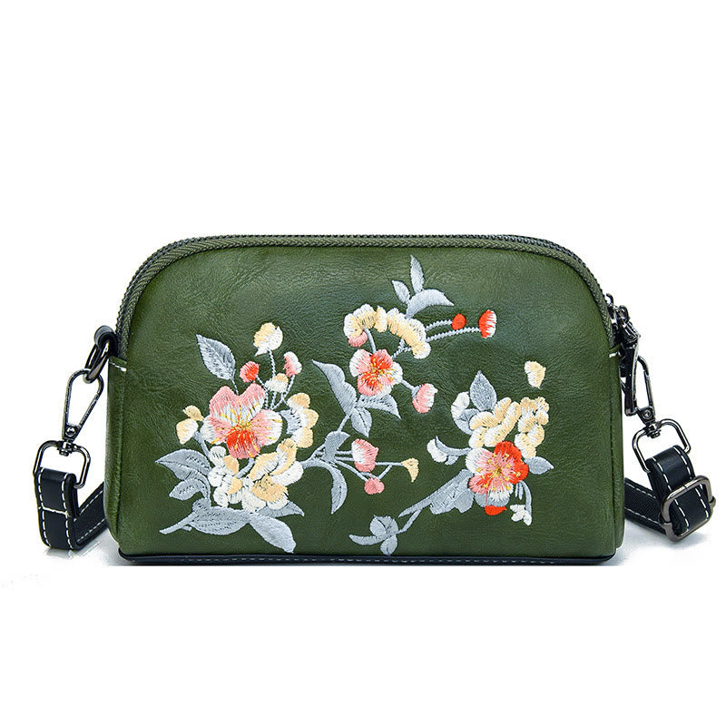 Peony Su Embroidery Crossbody Bag 15cm Shoulder Bag