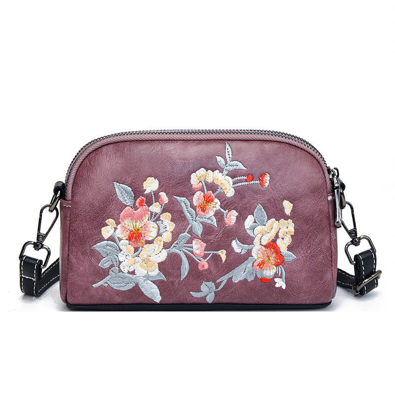Peony Su Embroidery Crossbody Bag 15cm Shoulder Bag