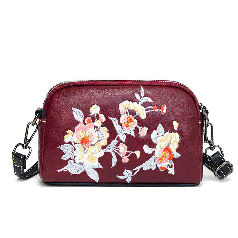 Peony Su Embroidery Crossbody Bag 15cm Shoulder Bag