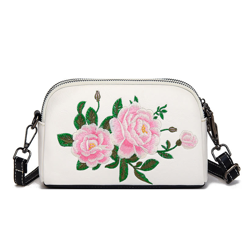 Peony Su Embroidery Crossbody Bag 15cm Shoulder Bag