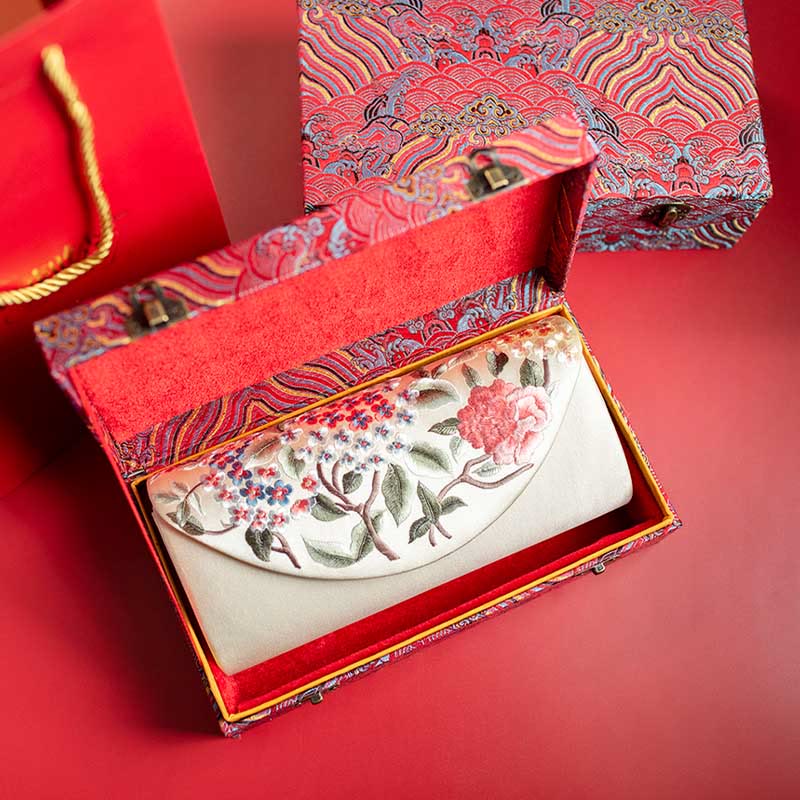 Peony Tulip Embroidered Wedding Crossbody Bag 24cm