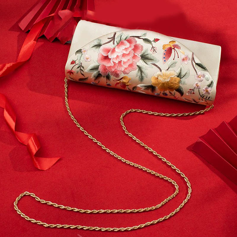 Peony Tulip Embroidered Wedding Crossbody Bag 24cm