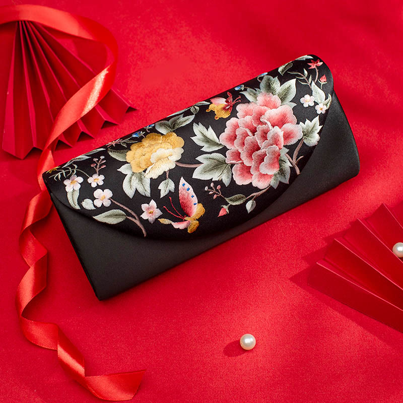 Peony Tulip Embroidered Wedding Crossbody Bag 24cm