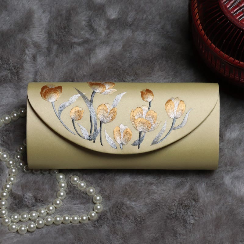 Peony Tulip Embroidered Wedding Crossbody Bag 24cm