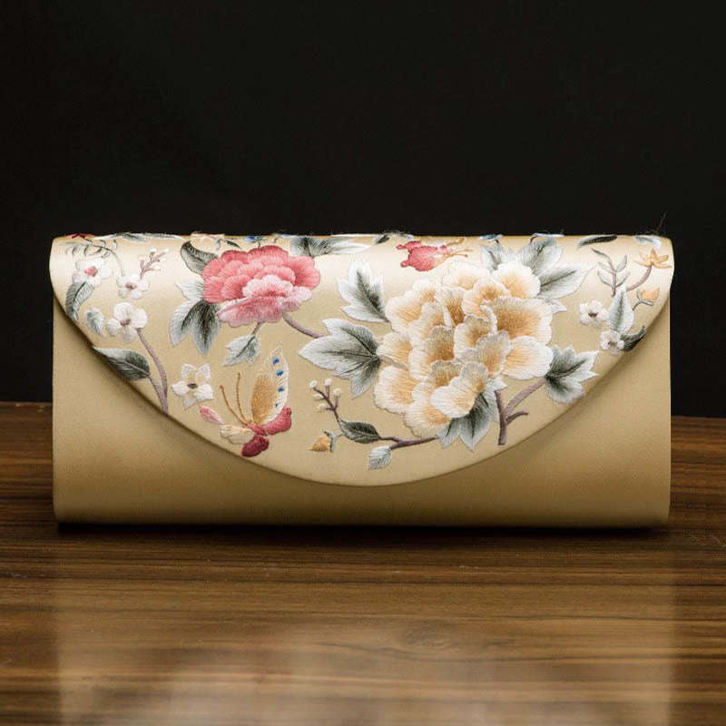 Peony Tulip Embroidered Wedding Crossbody Bag 24cm