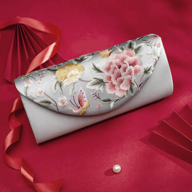 Peony Tulip Embroidered Wedding Crossbody Bag 24cm