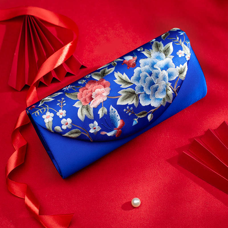 Peony Tulip Embroidered Wedding Crossbody Bag 24cm