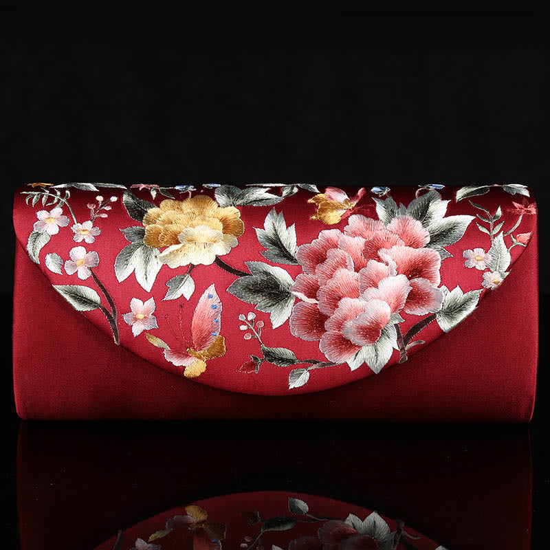 Peony Tulip Embroidered Wedding Crossbody Bag 24cm