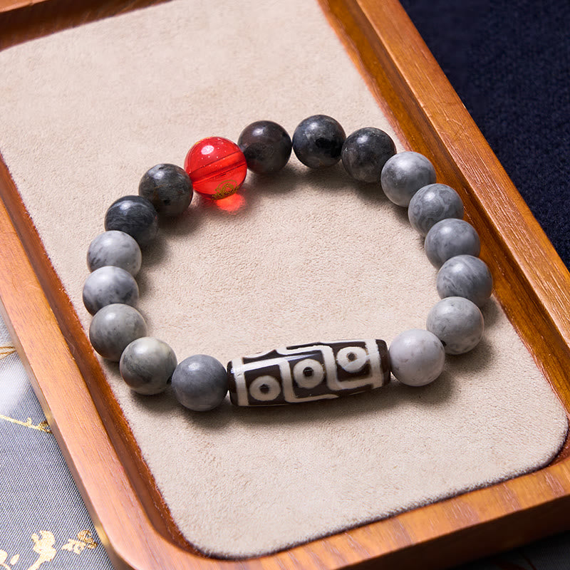 Picasso Jasper Nine-Eye Dzi Bead Unisex Agate Bracelet