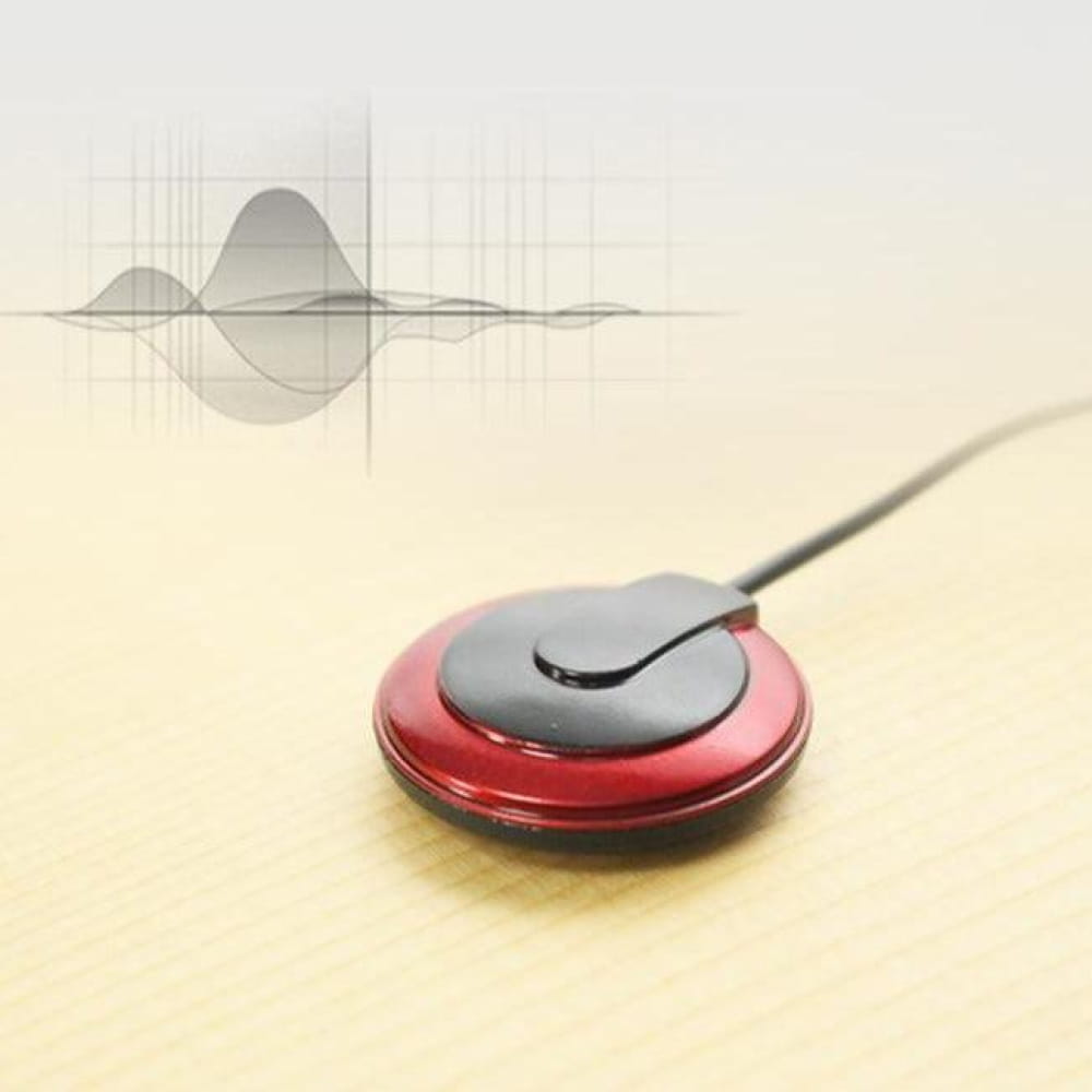 Red and black circular computer mouse with cord for Kalimba Ukulele Guitar Violin