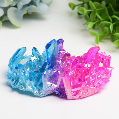 Pink Blue Aura Crystal Cluster for Healing and Display