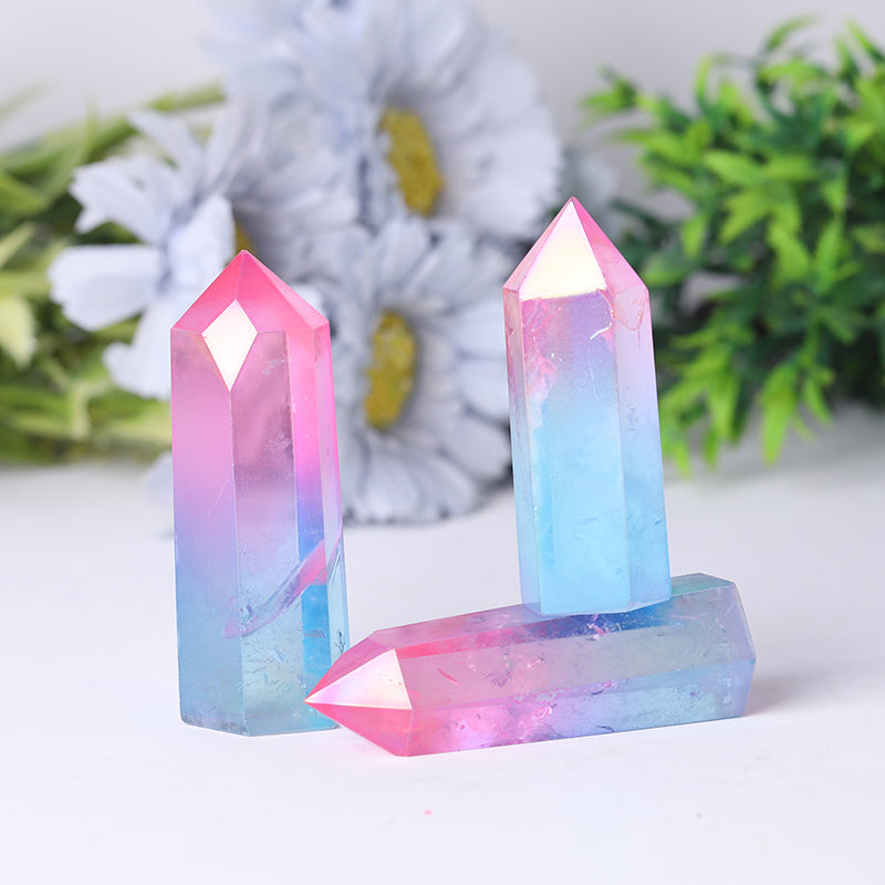 Pink Blue Aura Crystal Points 2-3.5 inch Healing Energy