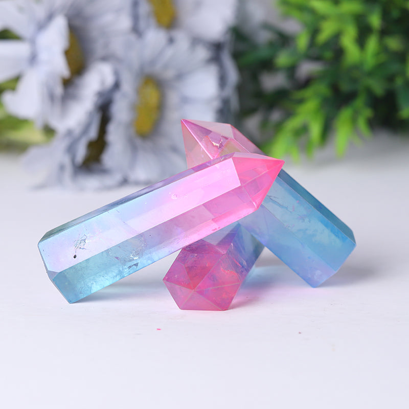 Pink Blue Aura Crystal Points 2-3.5 inch Healing Energy