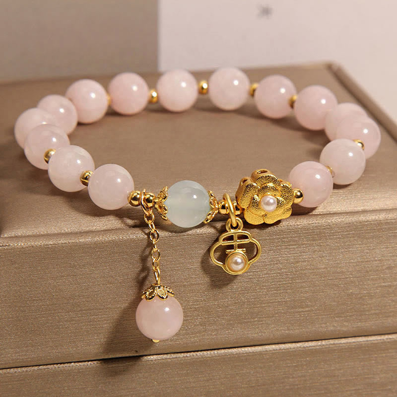Pink Crystal Lucky Flower Warmth Bracelet 14-17cm