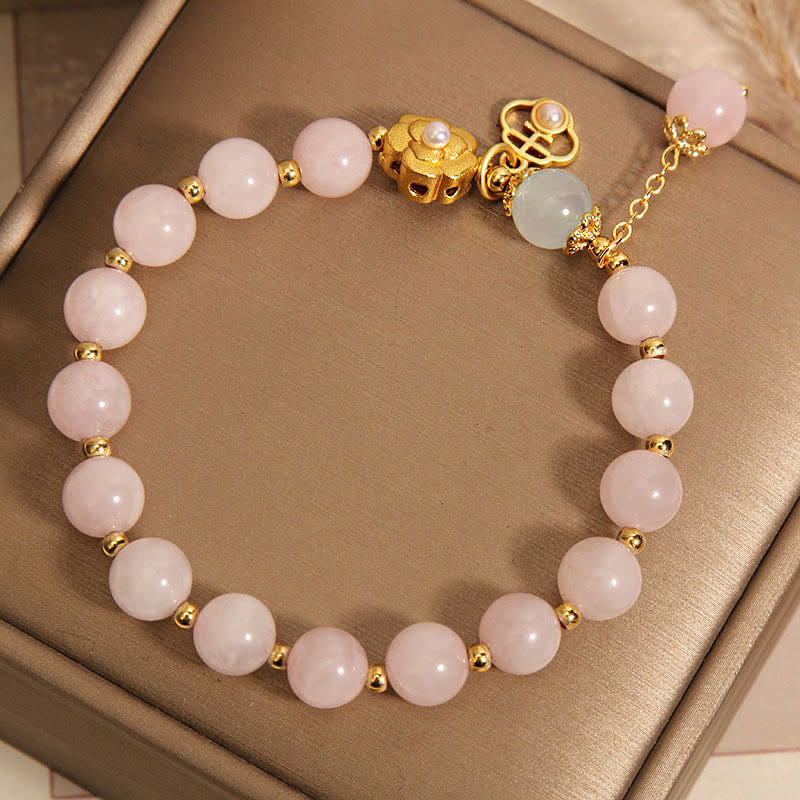 Pink Crystal Lucky Flower Warmth Bracelet 14-17cm