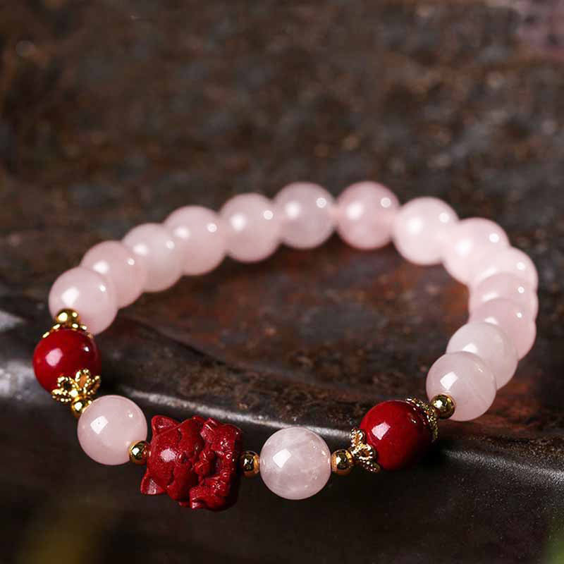 Pink Crystal Nine-Tailed Fox Love Bracelet 8mm Soothing