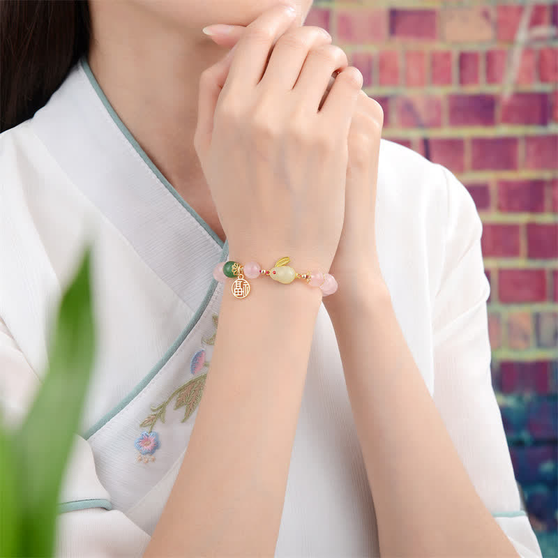 Pink Crystal Year of the Rabbit Love Bracelet