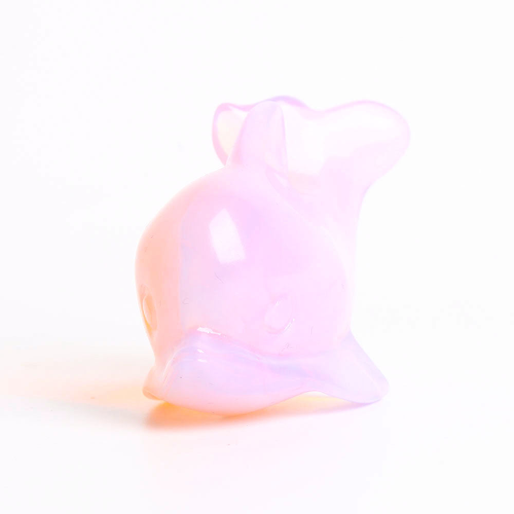 Pink Opalite Crystal Dolphin Carving 2.8 Inch Figurine