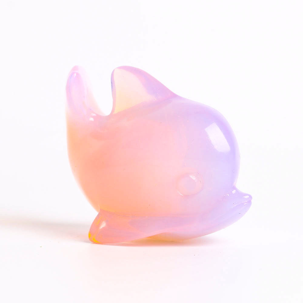 Pink Opalite Crystal Dolphin Carving 2.8 Inch Figurine