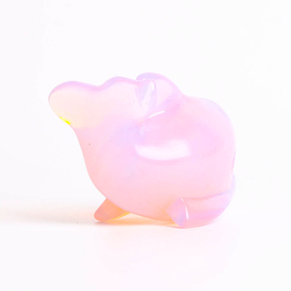 Pink Opalite Crystal Dolphin Carving 2.8 Inch Figurine