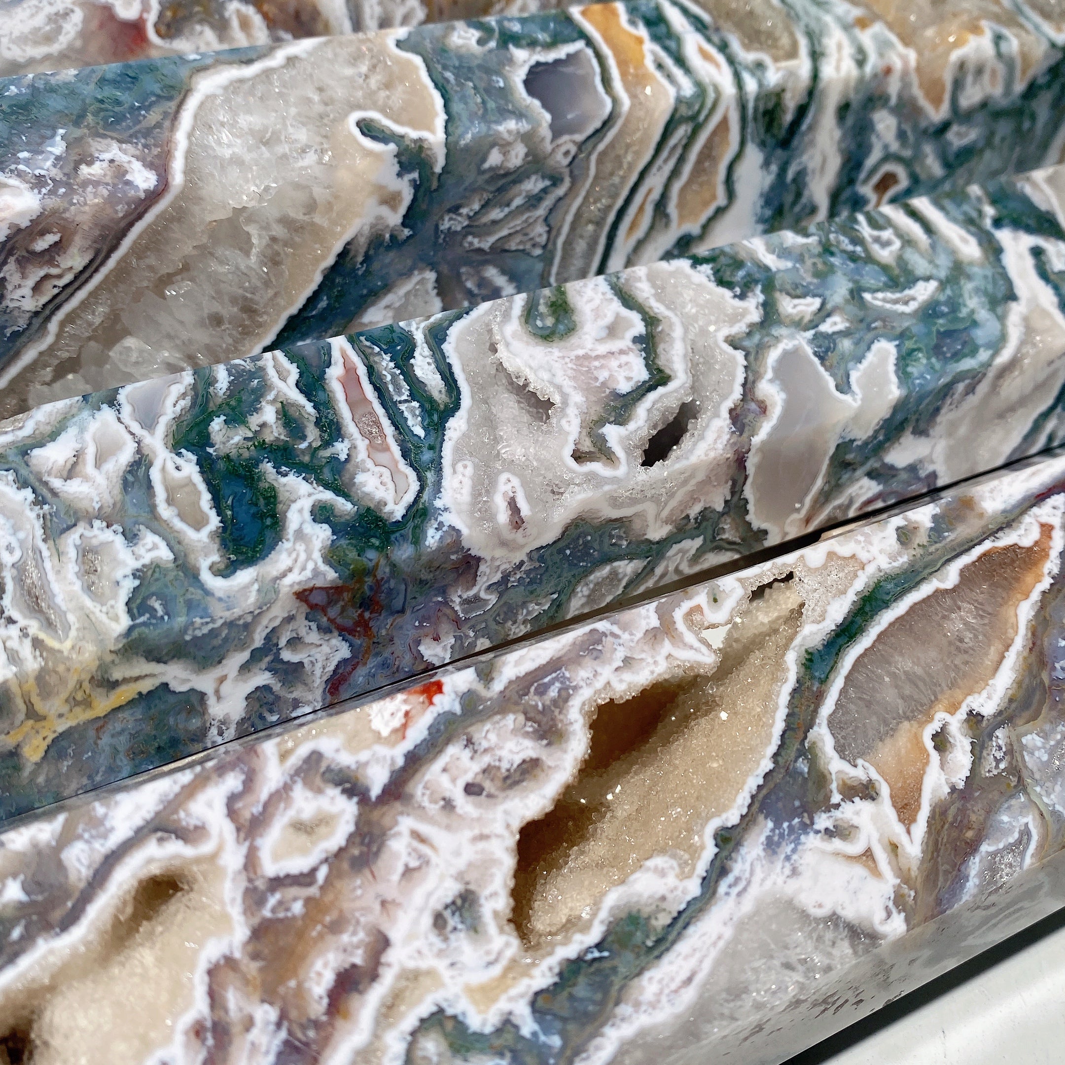 Pink Purple Moss Agate Crystal Tower 7-12 Inch Healing