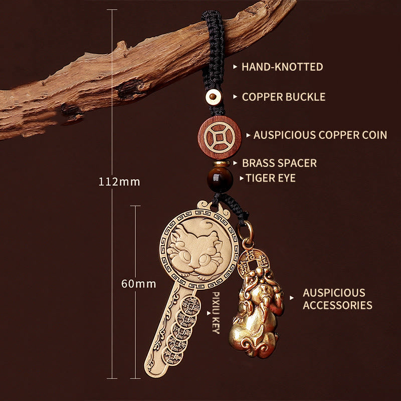 Pixiu Copper Coin Yin Yang Bagua Handmade Key Chain