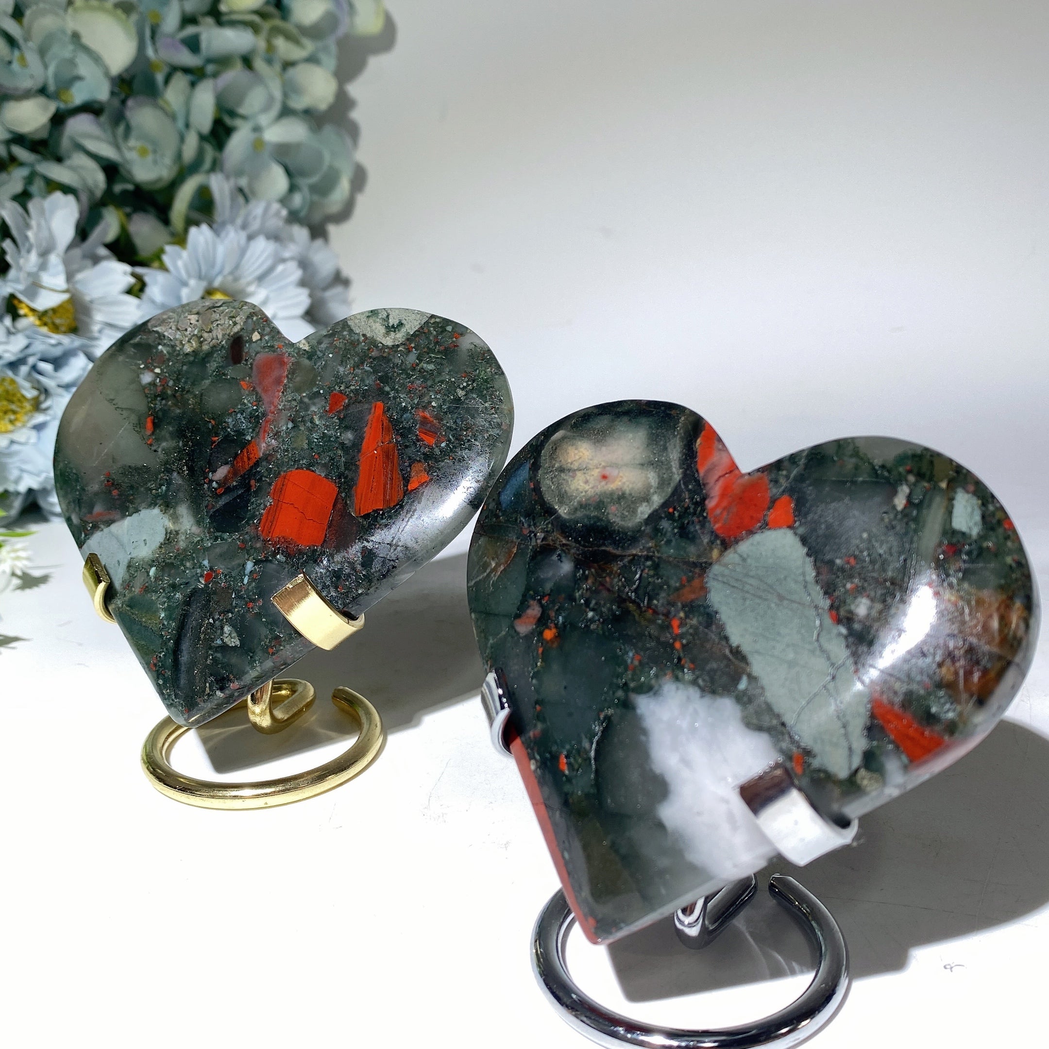 Polished 2.8-4.5" Africa Bloodstone Heart Crystal for Healing