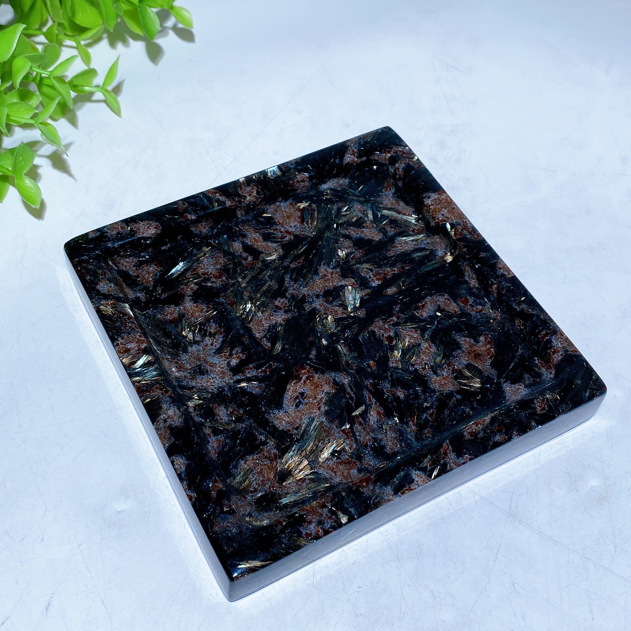 Polished Astrophyllite Crystal Plate Carving – Round, Square & Fan